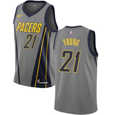 Nike Indiana Pacers #21 Thaddeus Young Gray NBA Swingman City Edition 201819 Jersey Men's